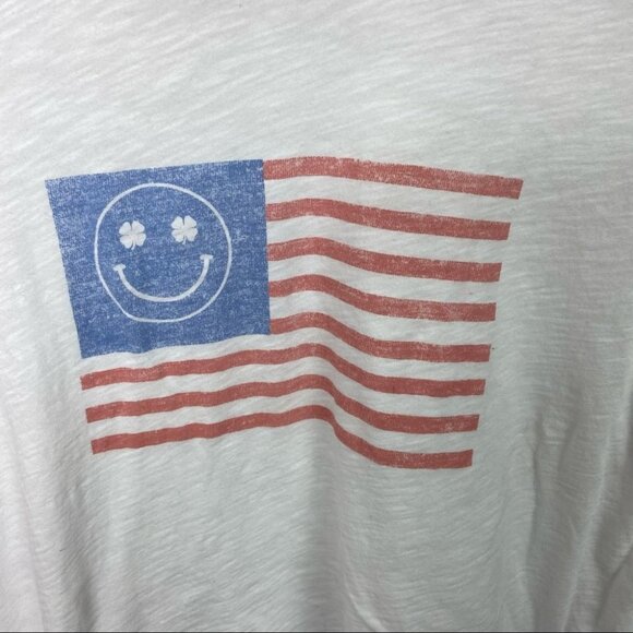 NEW Lucky Brand White Tee American‎ Flag T-Shirt Size Medium Cotton Short Sleeve - Picture 4 of 9